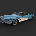 Vintage Blue and White Car with Streamlined Body and Classic Retro Design