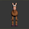 Cute Orange 3D Cartoon Horse Character With Red Mane Saddle And Pink Hooves