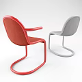 Modern Minimalist Dining Chairs With Red Gray Upholstered Seats And Metal Legs