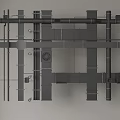 Black Industrial Pipes Structure with Metal Supports and Component Details