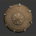 Handwoven Brown Decorative Storage Pot With White Fish Shaped Decorations On Lid And Body