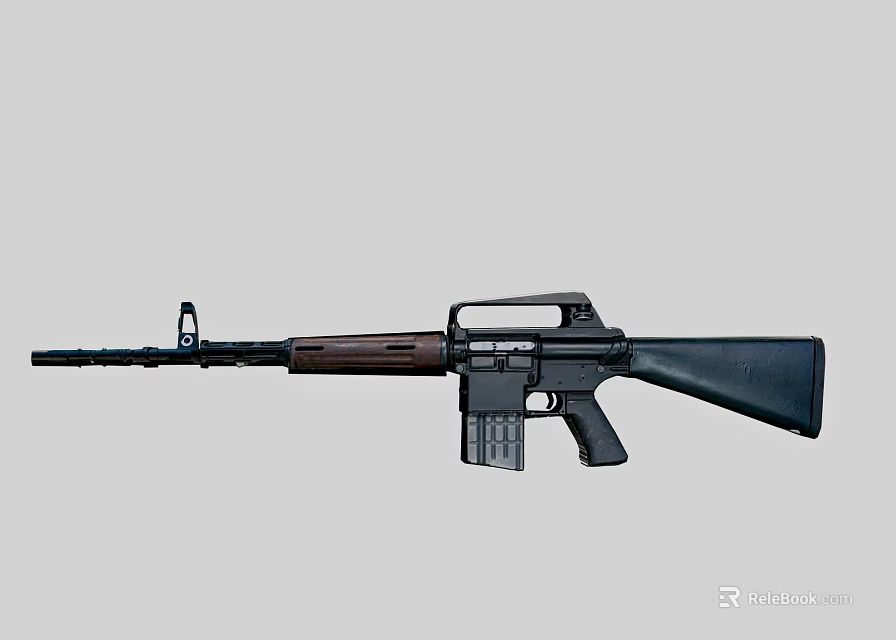 Classic Military Rifle With Wooden Stock Black Barrel Front Sight And Magazine 3d model 