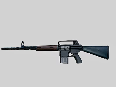 Classic Military Rifle With Wooden Stock Black Barrel Front Sight And Magazine 3d model