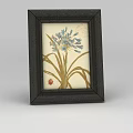 Dark Textured Picture Frame With Blue Flowers Yellow Leaves And Red Ladybug