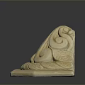 Intricate Plant Carving With Curled Leaves On Hexagonal Stone Base