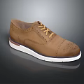 Brown Leather Lace Up Brogue Shoes With White Sole For Casual Style