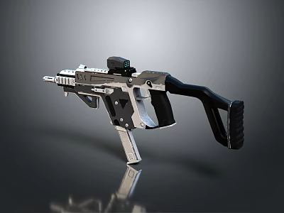 Modern Tactical Firearm With Metal Body Black Grip And Sight Attachment 3d model