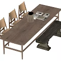 Quiet wind table and chair combination 3d model