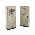 Dual Industrial Control Cabinets With Metal Enclosure And Control Panel Buttons Indicators