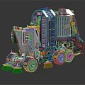 Detailed Toy Construction Vehicle Model With Blue Components Yellow Details And Sweeping Devices