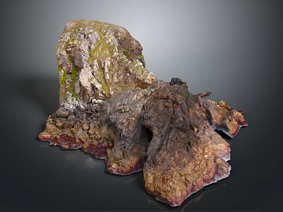 Wooden Stone Rock Formation With Natural Moss Covered Surface And Brown Green Color 3d model