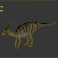 Realistic Horned Striped Dinosaur With Long Neck And Tail Standing On Gray Background