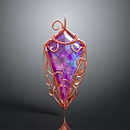 Elegant Copper Frame Pendant With Purple Gemstone And Ornate Curved Design
