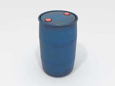 Blue Metal Barrel With Two Red Lids On Top Surface 3d model
