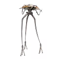 Futuristic Mechanical Figure With Tall Metallic Legs And Detailed Upper Structure