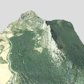 Garden Landscape Design Featuring Mountain Terrain Green Vegetation Agricultural Fields And Village Area