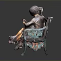 Two Young Men Sitting On Wooden Bench Reading Book Together In Bronze Sculpture