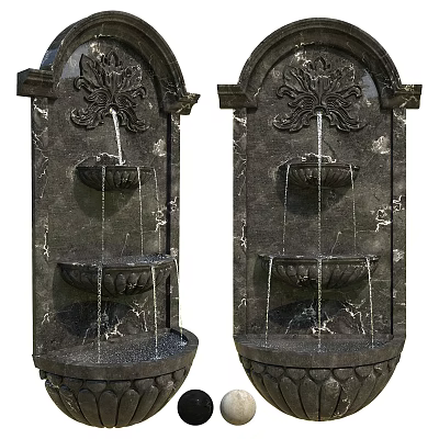 Elegant Black Marble Garden Fountains With Multi Tiered Design And Decorative Carvings 3d model