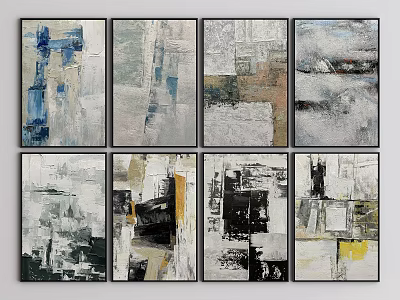 Abstract Paintings with Colorful Textures and Varied Styles as Wall Decor 3d model