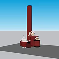 Eye Catching Photo Spot With Red Column Rope Wrapped Platforms Cakes Flower Vases And Bottles