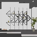 Modern Geometric Bookshelf With Glass Shelves Black Frame In Contemporary Interior With Potted Plant