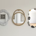 Decorative Mirrors Featuring Cloud Like Wooden and Stone Gold Accent Frames 3d model