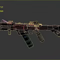 Futuristic Sci Fi Weapon Gun With Blue Illuminated Details And Modern Mechanical Design