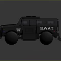 SWAT Military Armored Vehicle Featuring Black Exterior And Tactical Lights