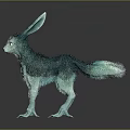 Game Movie Fantasy Creature Character With Turquoise Fluffy Fur Large Ears And Tail