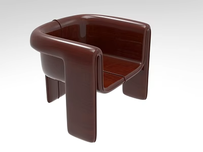 Sleek Modern Dark Brown Single Sofa With Curved Arms And Smooth Surface Design 3d model