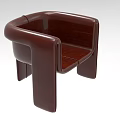 Sleek Modern Dark Brown Single Sofa With Curved Arms And Smooth Surface Design
