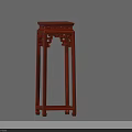 Red Chinese Style Flower Stand with Carved Patterns and Traditional Design 3d model