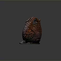 Decorative Brown Pink Owl Sculpture With Yellow Eyes Perforated Body And Gray Base