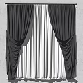 Black And White Window Curtains With Elegant Drapes And Sheer Panels 3d model