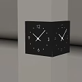 Modern Double Sided Cube Clock With Black Surface And Gold Numbers On White Column 3d model