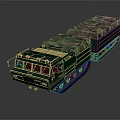 Green Heavy Duty Tracked Truck With Camouflage Covered Cargo Beds