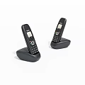 Two Black Cordless Digital Phones With Charging Dock And Screen 3d model