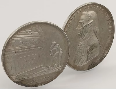 Vintage Silver Coins With Engraved Portrait And Monument Designs As Daily Living Items 3d model