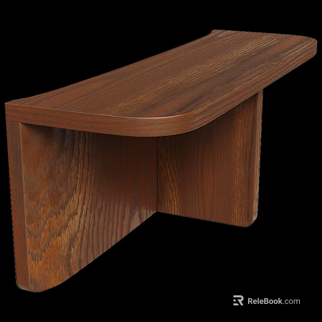 Dark Brown Wooden Coffee Table With Curved Edge And Natural Wood Grain Design 3d model 
