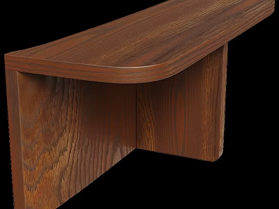 Dark Brown Wooden Coffee Table With Curved Edge And Natural Wood Grain Design 3d model