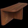 Dark Brown Wooden Coffee Table With Curved Edge And Natural Wood Grain Design