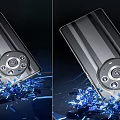 Premium Smartphone Camera Module Design with Blue Crystal Lighting Effect and Sleek Tech Inspired Look 3d model