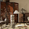 Modern Wooden Entryway Console Cabinet And Side Cabinet With Vase Books And Plant