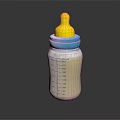 Baby Bottle With Yellow Nipple Blue Cap And Milk Measurement Markings