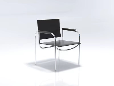 Modern Leisure Chair With Black Seat Backrest And Chrome Metal Frame Design 3d model