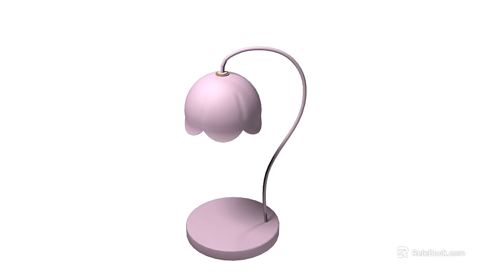 Pink Petal Shaped Table Lamp With Curved Stem And Round Base 3d model