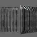 Modern Metal Gate With Vertical Striped Design And Brick Wall Background 3d model