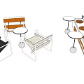 Modern Table And Chair Set With Sleek Metallic Frame And Leather Seats