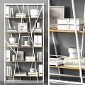 Modern Multilayer Shelving Unit with Metal Frame Wooden Shelves Books Picture Frames and Decorative Boxes