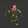 Man With Red Hair And Beard Wearing Gray Tunic Brown Pants And Wooden Barrel